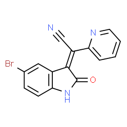 ChemSpider 2D Image | (2E)-(5-Bromo-2-oxo-1,2-dihydro-3H-indol-3-ylidene)(2-pyridinyl)acetonitrile | C15H8BrN3O