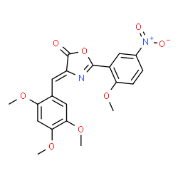 ChemSpider 2D Image | (4Z)-2-(2-Methoxy-5-nitrophenyl)-4-(2,4,5-trimethoxybenzylidene)-1,3-oxazol-5(4H)-one | C20H18N2O8