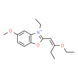 ChemSpider 2D Image | 2-[(1E)-2-Ethoxy-1-buten-1-yl]-3-ethyl-5-methoxy-1,3-benzoxazol-3-ium | C16H22NO3