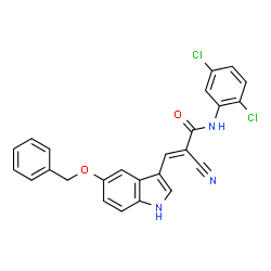 ChemSpider 2D Image | (2E)-3-[5-(Benzyloxy)-1H-indol-3-yl]-2-cyano-N-(2,5-dichlorophenyl)acrylamide | C25H17Cl2N3O2
