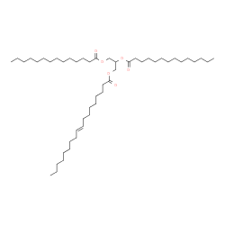 ChemSpider 2D Image | 2,3-Bis(tetradecanoyloxy)propyl (9E)-9-octadecenoate | C49H92O6