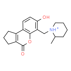 ChemSpider 2D Image | 1-[(7-Hydroxy-4-oxo-1,2,3,4-tetrahydrocyclopenta[c]chromen-6-yl)methyl]-2-methylpiperidinium | C19H24NO3