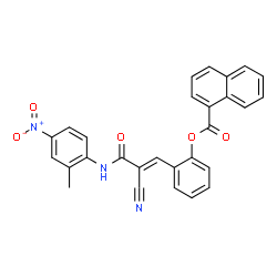 ChemSpider 2D Image | 2-{(1E)-2-Cyano-3-[(2-methyl-4-nitrophenyl)amino]-3-oxo-1-propen-1-yl}phenyl 1-naphthoate | C28H19N3O5