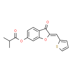 ChemSpider 2D Image | (2Z)-3-Oxo-2-(2-thienylmethylene)-2,3-dihydro-1-benzofuran-6-yl 2-methylpropanoate | C17H14O4S