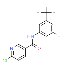 ChemSpider 2D Image | N-[3-Bromo-5-(trifluoromethyl)phenyl]-6-chloronicotinamide | C13H7BrClF3N2O