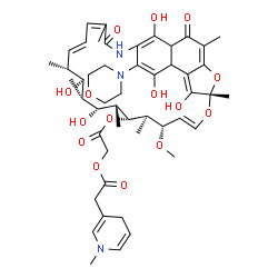 ChemSpider 2D Image | 2-Oxo-2-{[(7S,9E,11S,12R,13S,14R,15R,16R,17S,18S)-6,15,17,27,29-pentahydroxy-11-methoxy-3,7,12,14,16,18,22-heptamethyl-26-(4-morpholinyl)-2,23-dioxo-8,30-dioxa-24-azatetracyclo[23.3.1.1~4,7~.0~5,28~]t
riaconta-3,5,9,19,21,25(29),26-heptaen-13-yl]oxy}ethyl (1-methyl-1,4-dihydro-3-pyridinyl)acetate | C49H65N3O15