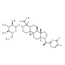 ChemSpider 2D Image | (3beta,9beta,17xi,22S)-3-(beta-D-Glucopyranosyloxy)-26-oxo-22,26-epoxy-9,19-cyclolanost-24-en-28-oic acid | C36H54O10