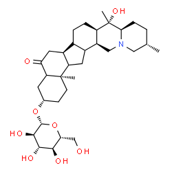 ChemSpider 2D Image | (3beta,5xi,9xi,12xi,14xi,17beta,22beta)-20-Hydroxy-6-oxocevan-3-yl beta-D-glucopyranoside | C33H53NO8