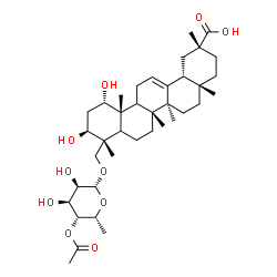 ChemSpider 2D Image | (1alpha,3beta,5xi,9xi)-23-[(4-O-Acetyl-6-deoxy-beta-D-gulopyranosyl)oxy]-1,3-dihydroxyolean-12-en-29-oic acid | C38H60O10
