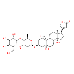 ChemSpider 2D Image | (3beta,5beta,10xi)-3-{[4-O-(beta-D-Allopyranosyl)-2,6-dideoxy-beta-D-ribo-hexopyranosyl]oxy}-5,14-dihydroxy-19-oxocard-20(22)-enolide | C35H52O14