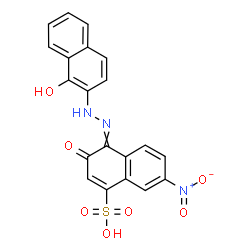ChemSpider 2D Image | 4-[(1-Hydroxy-2-naphthyl)hydrazono]-7-nitro-3-oxo-3,4-dihydro-1-naphthalenesulfonic acid | C20H13N3O7S
