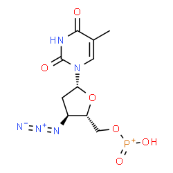 ChemSpider 2D Image | 3'-Azido-3'-deoxy-5'-O-[hydroxy(oxo)phosphonio]thymidine | C10H13N5O6P