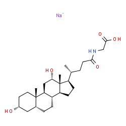 ChemSpider 2D Image | Glycine, N-[(3alpha,5beta,12alpha)-3,12-dihydroxy-24-oxocholan-24-yl]-, sodium salt (1:1) | C26H43NNaO5