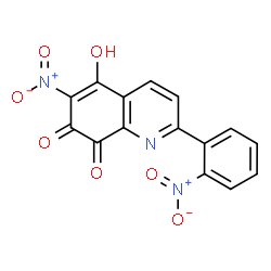ChemSpider 2D Image | 5-Hydroxy-6-nitro-2-(2-nitrophenyl)-7,8-quinolinedione | C15H7N3O7