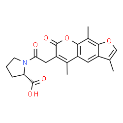 ChemSpider 2D Image | 1-[(3,5,9-Trimethyl-7-oxo-7H-furo[3,2-g]chromen-6-yl)acetyl]-L-proline | C21H21NO6