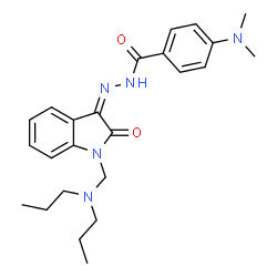 ChemSpider 2D Image | 4-(Dimethylamino)-N'-{(3Z)-1-[(dipropylamino)methyl]-2-oxo-1,2-dihydro-3H-indol-3-ylidene}benzohydrazide | C24H31N5O2