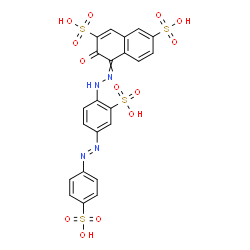 ChemSpider 2D Image | 3-Oxo-4-({2-sulfo-4-[(E)-(4-sulfophenyl)diazenyl]phenyl}hydrazono)-3,4-dihydro-2,7-naphthalenedisulfonic acid | C22H16N4O13S4