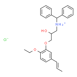 ChemSpider 2D Image | 2-Propanol, 1-[(diphenylmethyl)amino]-3-[2-ethoxy-5-(1-propenyl)phenoxy]-, hydrochloride, (E)- | C27H32ClNO3