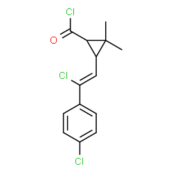 ChemSpider 2D Image | 3-(2-Chloro-2-(4-chlorophenyl)vinyl)-2,2-dimethylcyclopropanecarbonyl chloride | C14H13Cl3O