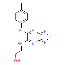 ChemSpider 2D Image | 2-({6-[(4-Methylphenyl)amino][1,2,5]oxadiazolo[3,4-b]pyrazin-5-yl}amino)ethanol | C13H14N6O2