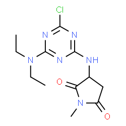 ChemSpider 2D Image | 3-{[4-Chloro-6-(diethylamino)-1,3,5-triazin-2-yl]amino}-1-methyl-2,5-pyrrolidinedione | C12H17ClN6O2
