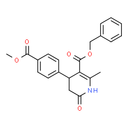 ChemSpider 2D Image | Benzyl 4-[4-(methoxycarbonyl)phenyl]-2-methyl-6-oxo-1,4,5,6-tetrahydro-3-pyridinecarboxylate | C22H21NO5