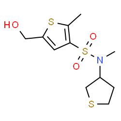 ChemSpider 2D Image | 5-(Hydroxymethyl)-N,2-dimethyl-N-(tetrahydro-3-thiophenyl)-3-thiophenesulfonamide | C11H17NO3S3
