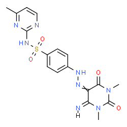 ChemSpider 2D Image | 4-{2-[(4Z)-4-Imino-1,3-dimethyl-2,6-dioxotetrahydro-5(2H)-pyrimidinylidene]hydrazino}-N-(4-methyl-2-pyrimidinyl)benzenesulfonamide | C17H18N8O4S