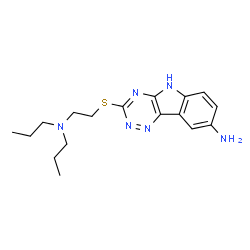 ChemSpider 2D Image | 3-{[2-(Dipropylamino)ethyl]sulfanyl}-5H-[1,2,4]triazino[5,6-b]indol-8-amine | C17H24N6S