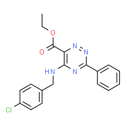 ChemSpider 2D Image | Ethyl 5-[(4-chlorobenzyl)amino]-3-phenyl-1,2,4-triazine-6-carboxylate | C19H17ClN4O2