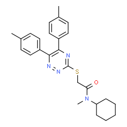 ChemSpider 2D Image | 2-{[5,6-Bis(4-methylphenyl)-1,2,4-triazin-3-yl]sulfanyl}-N-cyclohexyl-N-methylacetamide | C26H30N4OS