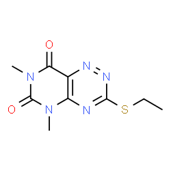 ChemSpider 2D Image | 3-(Ethylsulfanyl)-5,7-dimethylpyrimido[4,5-e][1,2,4]triazine-6,8(5H,7H)-dione | C9H11N5O2S