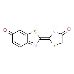ChemSpider 2D Image | (2E)-2-(4-Oxo-1,3-thiazolidin-2-ylidene)-1,3-benzothiazol-6(2H)-one | C10H6N2O2S2