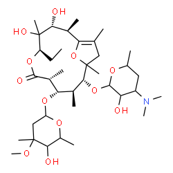 ChemSpider 2D Image | (2R,3R,5R,8R,9S,10S,11R)-11-{[4-(Dimethylamino)-3-hydroxy-6-methyltetrahydro-2H-pyran-2-yl]oxy}-5-ethyl-3,4-dihydroxy-9-[(5-hydroxy-4-methoxy-4,6-dimethyltetrahydro-2H-pyran-2-yl)oxy]-2,4,8,10,12,14-h
examethyl-6,15-dioxabicyclo[10.2.1]pentadec-1(14)-en-7-one | C37H65NO12