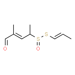 ChemSpider 2D Image | S-[(1E)-1-Propen-1-yl] (3E)-4-methyl-5-oxo-3-pentene-2-sulfinothioate | C9H14O2S2