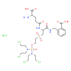 ChemSpider 2D Image | gamma-Glutamyl-3-{[2-({bis[bis(2-chloroethyl)amino]phosphoryl}oxy)ethyl]sulfonyl}-N-(2-carboxybenzyl)alaninamide hydrochloride (1:1) | C26H41Cl5N5O10PS