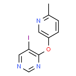 ChemSpider 2D Image | 5-Iodo-4-[(6-methyl-3-pyridinyl)oxy]pyrimidine | C10H8IN3O