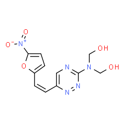 ChemSpider 2D Image | ({6-[(Z)-2-(5-Nitro-2-furyl)vinyl]-1,2,4-triazin-3-yl}imino)dimethanol | C11H11N5O5