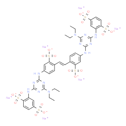 ChemSpider 2D Image | Hexasodium 2,2'-[(E)-1,2-ethenediylbis{(3-sulfonato-4,1-phenylene)imino[6-(diethylamino)-1,3,5-triazine-4,2-diyl]imino}]di(1,4-benzenedisulfonate) | C40H38N12Na6O18S6