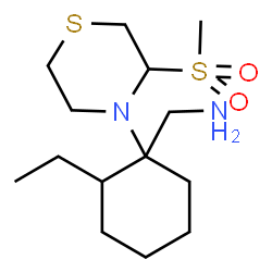 ChemSpider 2D Image | 1-{2-Ethyl-1-[3-(methylsulfonyl)-4-thiomorpholinyl]cyclohexyl}methanamine | C14H28N2O2S2