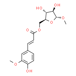 ChemSpider 2D Image | Methyl 5-O-[(2E)-3-(4-hydroxy-3-methoxyphenyl)-2-propenoyl]-alpha-L-arabinofuranoside | C16H20O8
