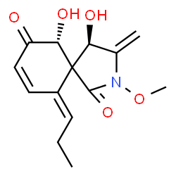 ChemSpider 2D Image | (4R,6R,10E)-4,6-Dihydroxy-2-methoxy-3-methylene-10-propylidene-2-azaspiro[4.5]dec-8-ene-1,7-dione | C14H17NO5