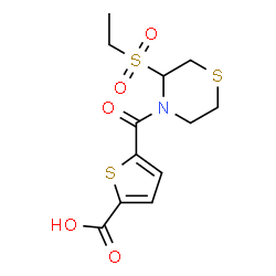 ChemSpider 2D Image | 5-{[3-(Ethylsulfonyl)-4-thiomorpholinyl]carbonyl}-2-thiophenecarboxylic acid | C12H15NO5S3