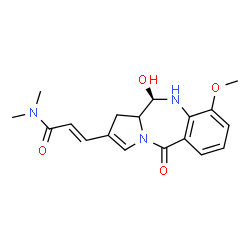 ChemSpider 2D Image | (2E)-3-[(11R)-11-Hydroxy-9-methoxy-5-oxo-5,10,11,11a-tetrahydro-1H-pyrrolo[2,1-c][1,4]benzodiazepin-2-yl]-N,N-dimethylacrylamide | C18H21N3O4