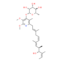 ChemSpider 2D Image | 2-[(2E,5Z,7Z,9R,10R,11Z)-10-Hydroxy-3,7,9,11-tetramethyl-2,5,7,11-tridecatetraen-1-yl]-5,6-dimethoxy-3-methyl-4-pyridinyl 6-deoxy-beta-L-mannopyranoside | C31H47NO8