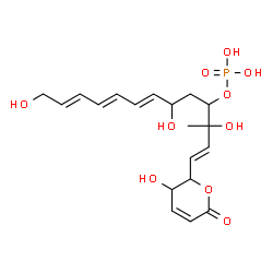 ChemSpider 2D Image | (1E,7E,9E,11E)-3,6,13-Trihydroxy-1-(3-hydroxy-6-oxo-3,6-dihydro-2H-pyran-2-yl)-3-methyl-1,7,9,11-tridecatetraen-4-yl dihydrogen phosphate | C19H27O10P