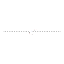 ChemSpider 2D Image | N-[(4E,8E)-1,3-Dihydroxy-4,8-octadecadien-2-yl]hexadecanamide | C34H65NO3