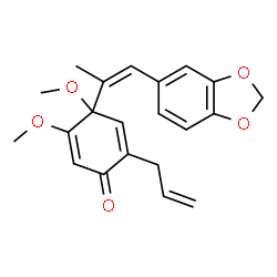 ChemSpider 2D Image | 2-Allyl-4-[(1Z)-1-(1,3-benzodioxol-5-yl)-1-propen-2-yl]-4,5-dimethoxy-2,5-cyclohexadien-1-one | C21H22O5