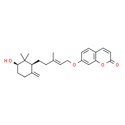 ChemSpider 2D Image | 7-({(2E)-5-[(1S,3R)-3-Hydroxy-2,2-dimethyl-6-methylenecyclohexyl]-3-methyl-2-penten-1-yl}oxy)-2H-chromen-2-one | C24H30O4