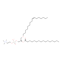 ChemSpider 2D Image | (2R)-3-[(9Z)-9-Hexadecen-1-yloxy]-2-(palmitoyloxy)propyl 2-(trimethylammonio)ethyl phosphate | C40H80NO7P